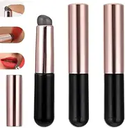 Silicone Lip and Concealer Makeup Brush, 3Pcs Silicone Lip Brush Concealer Applicator,Round Head Lipstick Applicator Lip Concealer Brush with Dust Cap,Lip Brush Lip Applicator Lip Concealer Brush,Black