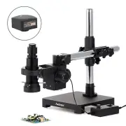 AmScope H800 0.7X-5X Zoom LED Microscope on Single-Arm Boom Stand + 5MP Camera