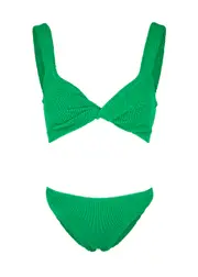 Hunza G Juno Seersucker Bikini - Green - One Size ONE SIZE