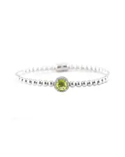 Silver 1.59 ct. tw. Diamond & Peridot Bangle Bracelet