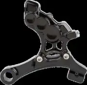 AN 4-Piston Rr Brake Caliper 11.8in Blk w Bracket Dyna Super Glide Custom 08-11