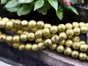 6mm Etched Gold Ore Czech Glass Round Druk Beads 25 Beads