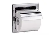 New Bradley 5103 Single Toilet Roll Holder Recessed Hooded - Polished Stainless