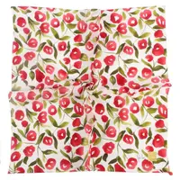 在飛比找momo購物網優惠-【Sybilla】花團錦簇彩繪純綿方巾手帕領巾(紅色)