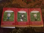 3 Hallmark Peanuts Ornament Set A Snoopy Christmas 1995 Lucy Linus Charlie Brown