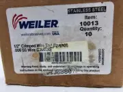 (QTY 10) Weiler 1/2" Crimped Wire End Brush .006" Stainless Steel Fill 10013