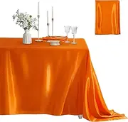 Counfeisly 1 Pack Rectangle Tablecloth Stain Resistant Wrinkle Free Silkly Soft Table Cloth, Satin Dining Table Cloths for Dining Room, Indoor and Outdoor Use, 60 x 102 Inches, Orange