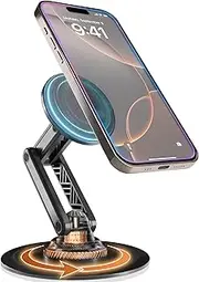 Cooper Mag360 iPhone Stand for Desk, 360° Adjustable MagSafe Phone Stand, MagSafe Phone Holder with Strong Magnetic Mag Safe | iPhone 16 Pro Max, 15 14 13 12 & Plus, Foldable 3-Axis Leg (Black)