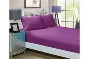 Super Soft Super King Size Bed Fitted Sheet & 2 Pillowcases Set Purple