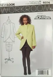 New Look 6074 Couture Ring Collar Coat w Shaped Hemline Sz 6-16 UNCUT Pattern