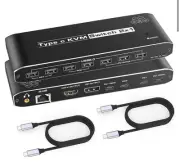 Type C KVM Switch for 2 Laptops Share 1 Monitor, KVM Switch Docking Station