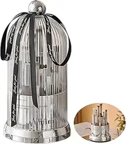 DASITON 360° Rotating Makeup Brush Holder,Covered Dustproof Makeup Brushes Organizer,7 Slot Makeup Brushes Cup,for Vanity Decor,Bathroom Countertops,Cosmetic Display Cases(Silver)