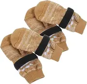 CORHAD 4pcs Warm Keeping Pet Socks Breathable Warm Dog Socks Adorable Dog Paw Protectors Socks