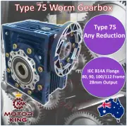 Worm Gearbox Type 75 B14 B14A Any Reduction 19mm 24mm 28mm Input Shaft