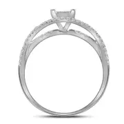 14k White Gold Princess Diamond Elevated Bridal Wedding Ring Set 1 Cttw