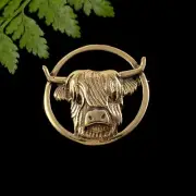 Handsome Highland Cow Coo Brooch Pin FERGUS Wear Him on a Jacket Scarf Hat