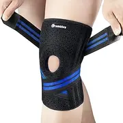 CAMBIVO Knee Brace for Knee Pain with Side Stabilizers for Women and men, Adjustable Compression Knee Support with Patella Gel Pads, Relief Meniscus Tear, ACL, MCL, Arthritis (Blue, Medium)