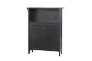 Maestro Furniture Tyann 3-Shelf Low Bookcase Display Storage Cabient W/ 2-Doors - Espresso