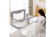 Playpals Baby Bedside Sleeper Space-Saving Bedside Cribs Grey 120x56x70CM