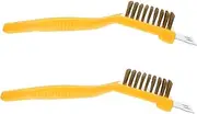 Healeved 3sets BBQ Grill Brush Grill Grate Cleaner Cleaning BBQ Grill Scrubber BBQ Brush BBQ Cleaner Accessories Drill Oven Outdoor BBQ Outdoor Grills Gas Grill Cleaner Yellow Copper 2pcs*3