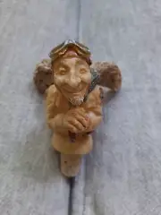 Steampunk Aviator Wine Bottle Stopper Old Man Pilot Helmet Imp Angel 4"