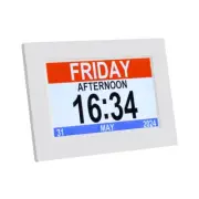 Artiss 8" Digital Day Clock Alarm Calendar Dementia Date Week Month Year White