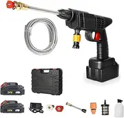 EzJet Hydrowasher, Hydrowasher Ezjet Power Washer, with Battery Powered and 5m high-Pressure Water Pipe, for Car, Home, Floor, Fence Cleaning and Watering (2Pcs * 24V Battery)
