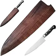 .Chef Knife Sheath Wooden Knife Guard for 8in/9in Knife Textured Natural Decorative Portable Replacement Knife Protector Sleeve, Kitchen Chef Gifts-