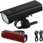 BESPORTBLE 1 Set USB Rechargeable Bicycle Headlight with Tail Light Bike Flashlight for Night Riding Design Easy Installation Bike Accessory