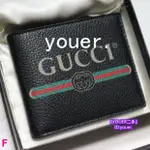 優惠價GUCCI古馳496309黑色小牛皮綠紅綠織帶字母LOGO皮夾短夾對折錢包