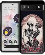 [WANKBLC] for Google Pixel 6A Case, Shockproof Protective for Man Women Non-Slip for Google Pixel 6A Rose Flower Skull Wedding Crazy Pattern