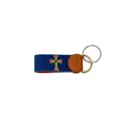 Cross Leather Handstitched Needlepoint Key Fob or Key Chain