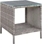 Wicker Rattan Coffee Table - Square Tempered Glass Top Furniture with Storage fo