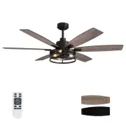 60 Inch Ceiling Fans with Lights and Remote Control, Farmhouse Ceiling Fan fo...