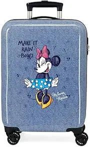 [Disney] Minnie Make it Rain Bows Cabin Suitcase Blue 38 x 55 x 20 cm Rigid ABS Side Combination Lock 34L 2 kg 4 Wheels Double Hand Luggage, Blue, Cabin Suitcase