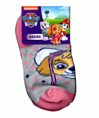 Paw Patrol Skye Socks 5-6.5 Sized No Show Grey Pink Ankle Sock Nickelodeon