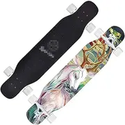 Sports Longboard Skateboard, 47" 7-Layer Maple Super Light Double-tilt Chinese Style Seven-Color Deer Pattern Brushing Street Dance Board Beginner Adult Girl Professional Skateboard