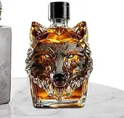Wolf-Crested Whiskey Bottle, Art Statue Sculpture, 2025 New Glass Animal Whiskey Decanter, Striking Wolf Design Collectibles, Versatile Use, 380g, for Bar Home Party Kitchen Workplace