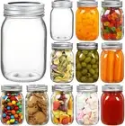 12 Pack 500Ml Mason Jars with Airtight Lids and Bands Glass Canning Jars Ideal f