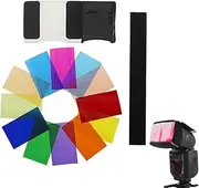 XURJUMI 12 Colours Transparent Coloured Filters, Plastic Colours Film Jelly Photography Overlapping Colour Filters for LED Light Studio Photography Flash Colour Correction