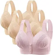 [Fanteecy] 3 Packs Push Up Front Snap Closure Bra for Women Comfort Support Wireless Bralette Breathable Everyday Bras