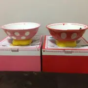 Disney Mickey Minnie Mouse Noodle Soup Bowl & Spoon Original Box 2 Set Japan