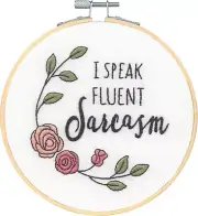 Embroidery Kit ~ Dimensions Learn-a-Craft Fluent in Sarcasm w/6" Hoop #72-70394