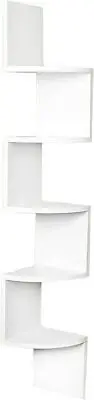 White Large Decorative 5-Tier Corner Floating Wall Mount Display Shelving Unit