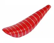 21" LONG VINYL BANANA SADDLE IN SPARKLE/RED W/SILVER STRIPE USED FOR 26" BIKES