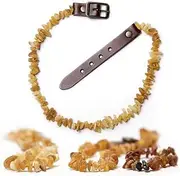 ChronoBalance® Amber Necklace for Dogs, Genuine Amber Dog Collar with Adjustable Leather Clasp, Sizes for Small and Large Dogs, No Chemicals