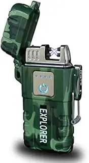 USB Rechargeable Dual Arc Plasma Lighter - Windproof Waterproof Flameless Electric Lighter for Camping, Hiking, Survival Tactical