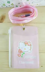 【震撼精品百貨】HELLO KITTY 凱蒂貓~KITTY證件套附繩-玫瑰圖案-粉色