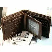 Premium Men's Bifold Leather Brown Wallet ID Credit Card Holder Billfold Clutch
