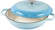 AILIBOO Enameled Cast Iron Dutch Oven,3 Quart Dutch Oven Pot with Lid, Round Dutch Oven Cast Iron Pot with Non Stick Enamel Coating for Bread Baking, Graduated Blue Dutch Oven for Kitchen